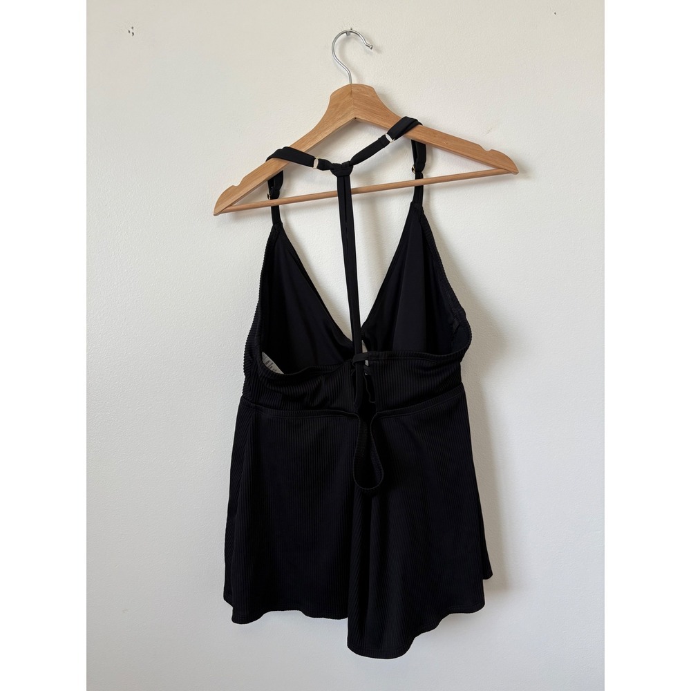 Time and Tru Black Ribbed Tankini – Gold Details – Size 2X - Picture 3 of 4